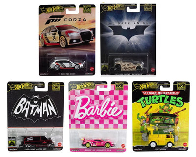 Hot Wheels Pop Culture New Set of 5 Cars – Premium 2024 Collection with Rubber Wheels