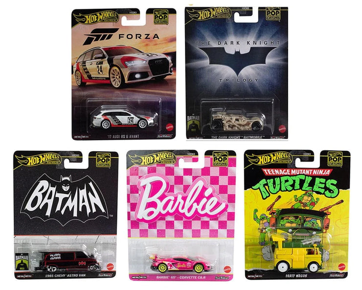 Hot Wheels Pop Culture New Set of 5 Cars – Premium 2024 Collection with Rubber Wheels