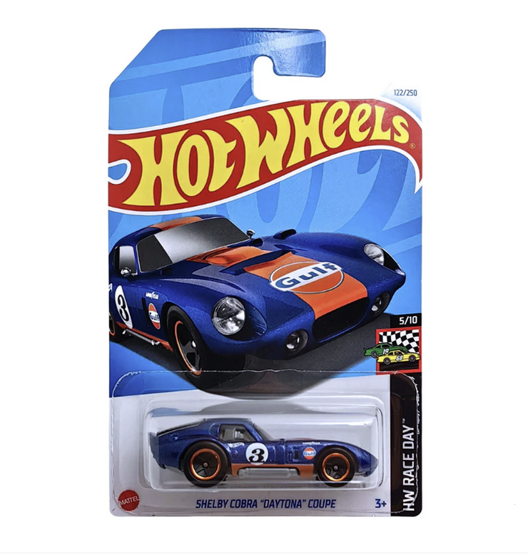 Hot Wheels Shelby Cobra “Daytona” Coupe - HW Race Day Series (Case 2024, Blue with Orange Stripes)