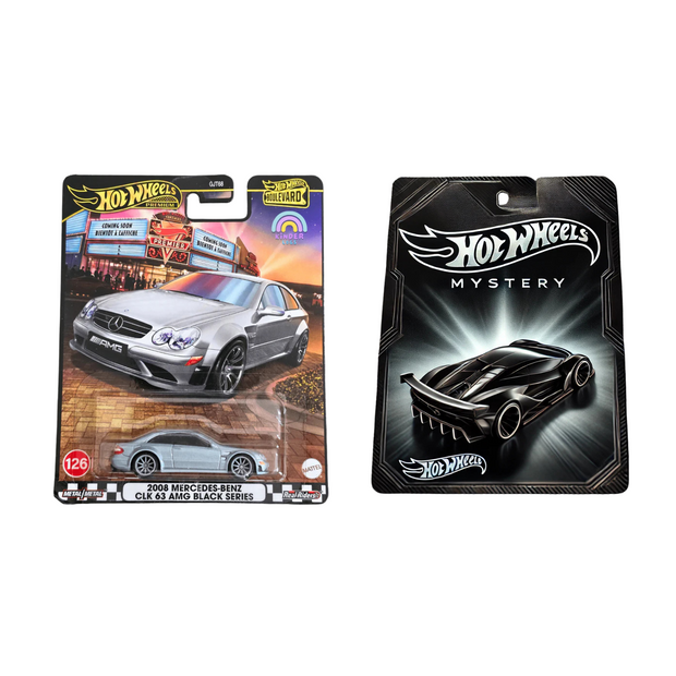 Hot Wheels 2008 Mercedes-Benz CLK 63 AMG Black Series (Boulevard Premium) + Mystery Car
